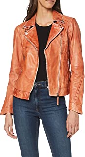 Chaqueta de cuero naranja mujer
